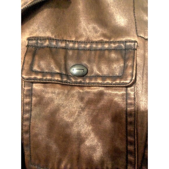 Vintage Pirelli Womens Jacket 42 Bomber Brown Satin Zipper Snap Pockets - Picture 4 of 14